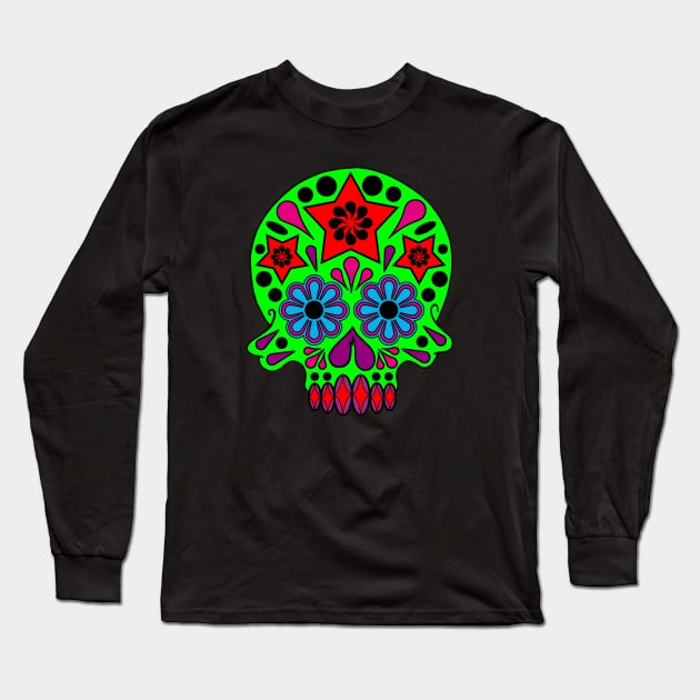 Sugar Skull Long Sleeve T-Shirt by OrneryDevilDesign